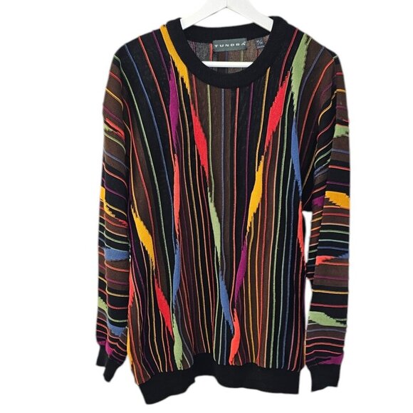 Tundra Canada 3D Knit Long Sleeve Sweater, Coogi Style, Pullover, Light, Size M - Picture 1 of 9